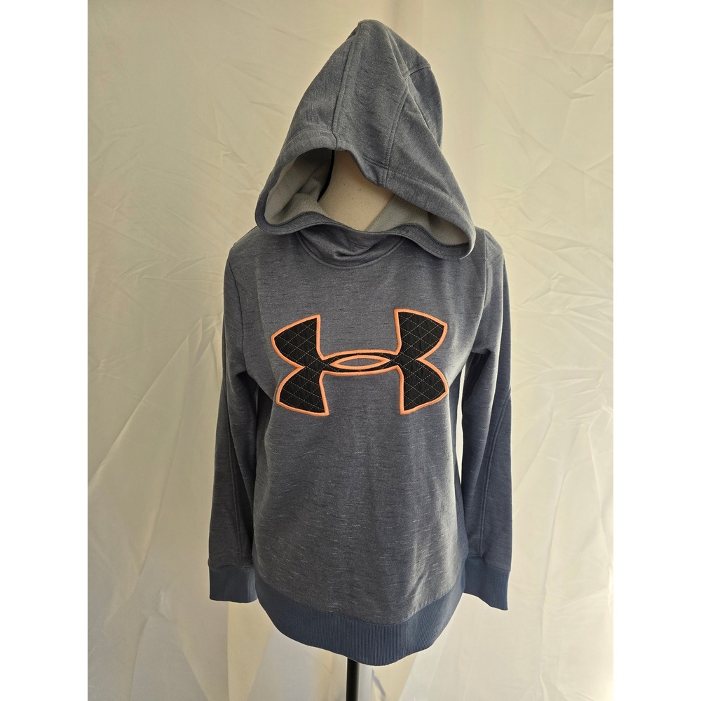 Under Armour ColdGear Loose Fit Hoodie Gray‎ Orange Logo Women's SM